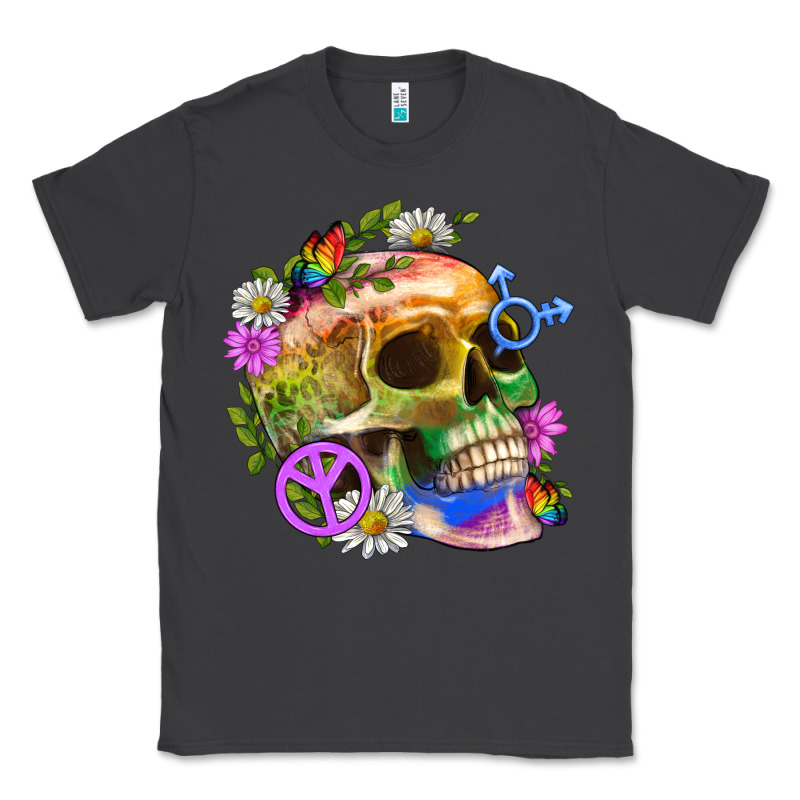 Pride Skull And Transgender Symbol With Peace Classic Tee by BundleAndBundleShop | Teevron