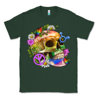Sports Green Pride Skull And Transgender Symbol With Peace Classic Tee - BundleAndBundleShop
