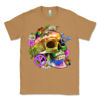 Toasted Coconut Pride Skull And Transgender Symbol With Peace Classic Tee - BundleAndBundleShop