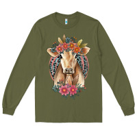 Army Green flower cow Long Sleeve Tee - Jasminsmagicworld