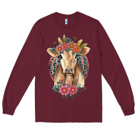 Burgundy flower cow Long Sleeve Tee - Jasminsmagicworld