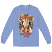 Colony Blue flower cow Long Sleeve Tee - Jasminsmagicworld