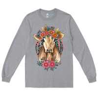 Heather Grey flower cow Long Sleeve Tee - Jasminsmagicworld