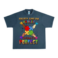 Midnight Navy society says i'm autistic god says i'm perfect Urban Heavy Tee - JahusDesignShop