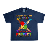 Navy society says i'm autistic god says i'm perfect Urban Heavy Tee - JahusDesignShop