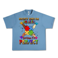 Pebble Blue society says i'm autistic god says i'm perfect Urban Heavy Tee - JahusDesignShop