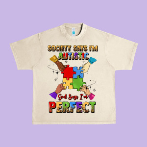 Society Says I'm Autistic God Says I'm Perfect Urban Heavy Tee Designed By Jahusdesignshop