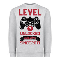 Heather Grey Kids Level 7 Unlocked Awesome Since 2013 Heavyweight Sweatshirt - Bettercallsaul
