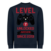 Navy Kids Level 7 Unlocked Awesome Since 2013 Heavyweight Sweatshirt - Bettercallsaul