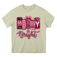 Mossy merry and bright pink Christmas Heavy Core Tee - Jasminsmagicworld