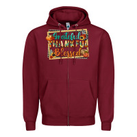 Burgundy thankful grateful blessed Zipper Hoodie - CowGirlArtShop