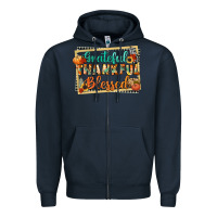 Navy thankful grateful blessed Zipper Hoodie - CowGirlArtShop