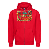 Red thankful grateful blessed Zipper Hoodie - CowGirlArtShop