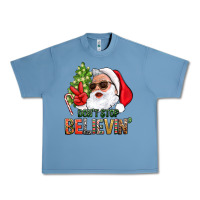 Pebble Blue Don't Stop Believing Santa Urban Heavy Tee - BundleAndBundleShop