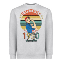 Heather Grey Vintage 1980 Original Parts Women 40th Birthday Heavyweight Sweatshirt - Bettercallsaul