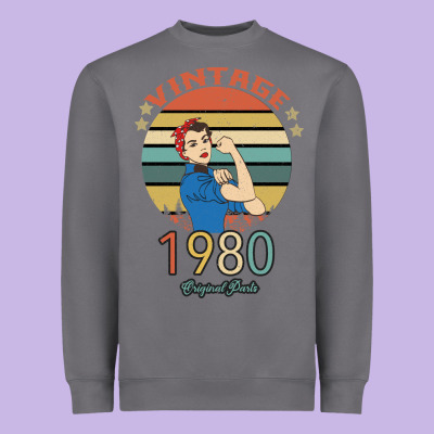 Vintage 1980 Original Parts Women 40th Birthday Heavyweight Sweatshirt Designed By Bettercallsaul