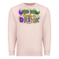 Pale Pink This girl needs a drink Premium Sweatshirt - FaDigitalArtStudio