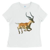 White Impala Antelope Illustrations Ladies Tee - LillyAllenDesigns