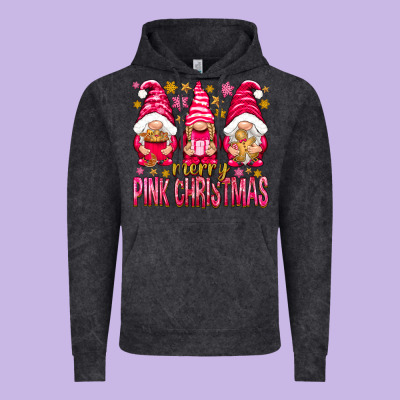 Merry Pink Christmas Gnomes Vintage Hoodie Designed By Nancycooperartshop
