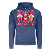 Vintage Denim Merry pink Christmas gnomes Vintage Hoodie - NancyCooperArtShop