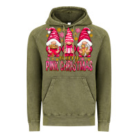 Vintage Olive Merry pink Christmas gnomes Vintage Hoodie - NancyCooperArtShop