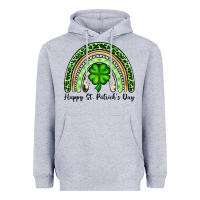 Heather Grey Happy St. Patrick's Day rainbow Heavyweight Hoodie - OliviaCreatesArt