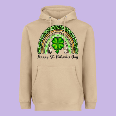 Happy St. Patrick's Day Rainbow Heavyweight Hoodie Designed By Oliviacreatesart