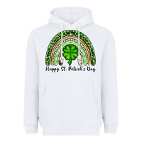 White Happy St. Patrick's Day rainbow Heavyweight Hoodie - OliviaCreatesArt