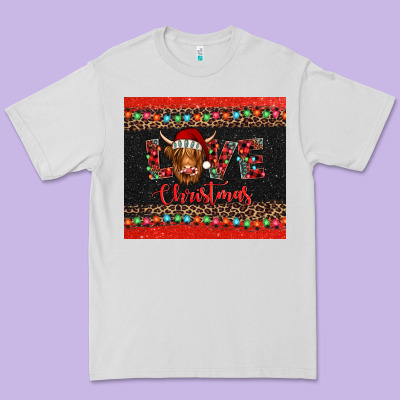 Love Christmas Highland Cow And Turquoise Gemstone Premium Tee Designed By Jasminsmagicworld