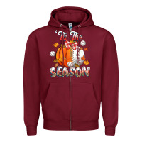 Burgundy its the season baseball Zipper Hoodie - CowGirlArtShop