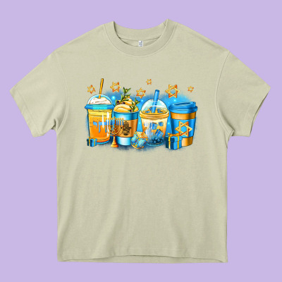 Hanukkah Coffee Heavy Core Tee Designed By Jasminsmagicworld