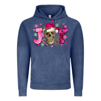 Vintage Denim Pink Christmas Joy skeleton Vintage Hoodie - NancyCooperArtShop