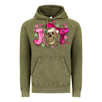 Vintage Olive Pink Christmas Joy skeleton Vintage Hoodie - NancyCooperArtShop