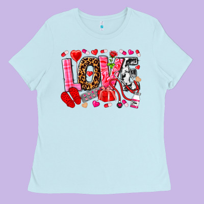 Valentines Day Love Nurse Ladies Tee Designed By Nancycooperartshop