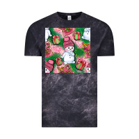 Cloud Black cute snowman and gift box with leopard seamless pattern bbs Vintage Tee - BundleAndBundleShop