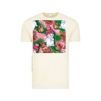 Vintage Arctic cute snowman and gift box with leopard seamless pattern bbs Vintage Tee - BundleAndBundleShop