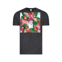 Vintage Black cute snowman and gift box with leopard seamless pattern bbs Vintage Tee - BundleAndBundleShop