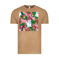Vintage Camel cute snowman and gift box with leopard seamless pattern bbs Vintage Tee - BundleAndBundleShop