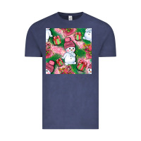 Vintage Denim cute snowman and gift box with leopard seamless pattern bbs Vintage Tee - BundleAndBundleShop