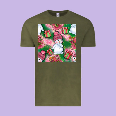 Cute Snowman And Gift Box With Leopard Seamless Pattern Bbs Vintage Tee Designed By Bundleandbundleshop