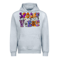 Heather Grey Spooky Vibes Urban Hoodie - CowhideDigitalArt