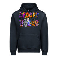 Navy Spooky Vibes Urban Hoodie - CowhideDigitalArt