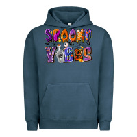 Pigment Midnight Navy Spooky Vibes Urban Hoodie - CowhideDigitalArt