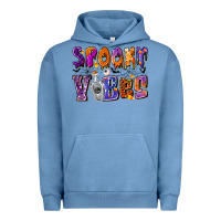 Pigment Pebble Blue Spooky Vibes Urban Hoodie - CowhideDigitalArt