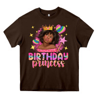Chocolate Brown birthday princess with afro girl Heavy Core Tee - NancyCooperArtShop