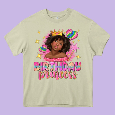 Birthday Princess With Afro Girl Heavy Core Tee Designed By Nancycooperartshop