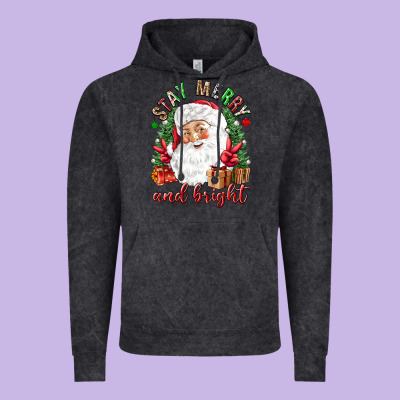Stay Merry And Bright Christmas With Santa Vintage Hoodie Designed By Nancycooperartshop