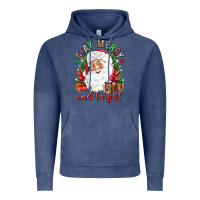 Vintage Denim Stay Merry and bright Christmas with santa Vintage Hoodie - NancyCooperArtShop