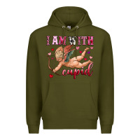 Army Green i am with cupid Premium Hoodie - OliviaCreatesArt