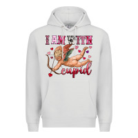 Dove Grey i am with cupid Premium Hoodie - OliviaCreatesArt